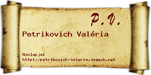 Petrikovich Valéria névjegykártya