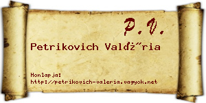 Petrikovich Valéria névjegykártya